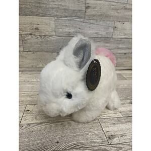 2020 FAO Schwarz White Bunny Rabbit Pink Pom Pom 8” inch Stuffed Animal Plush